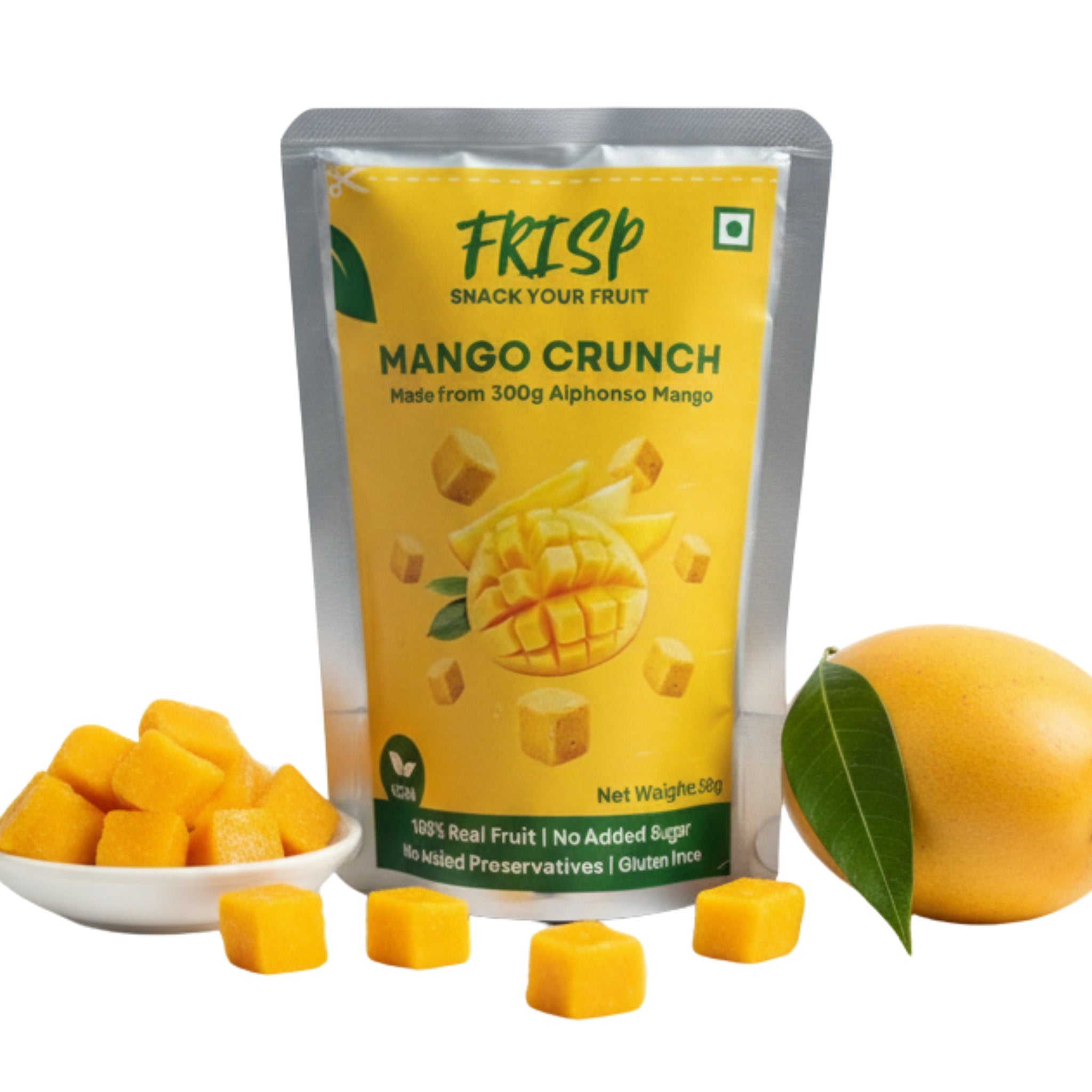 Mango Crunch | Alphanso Mango | Freeze-Dried Mango Cubes