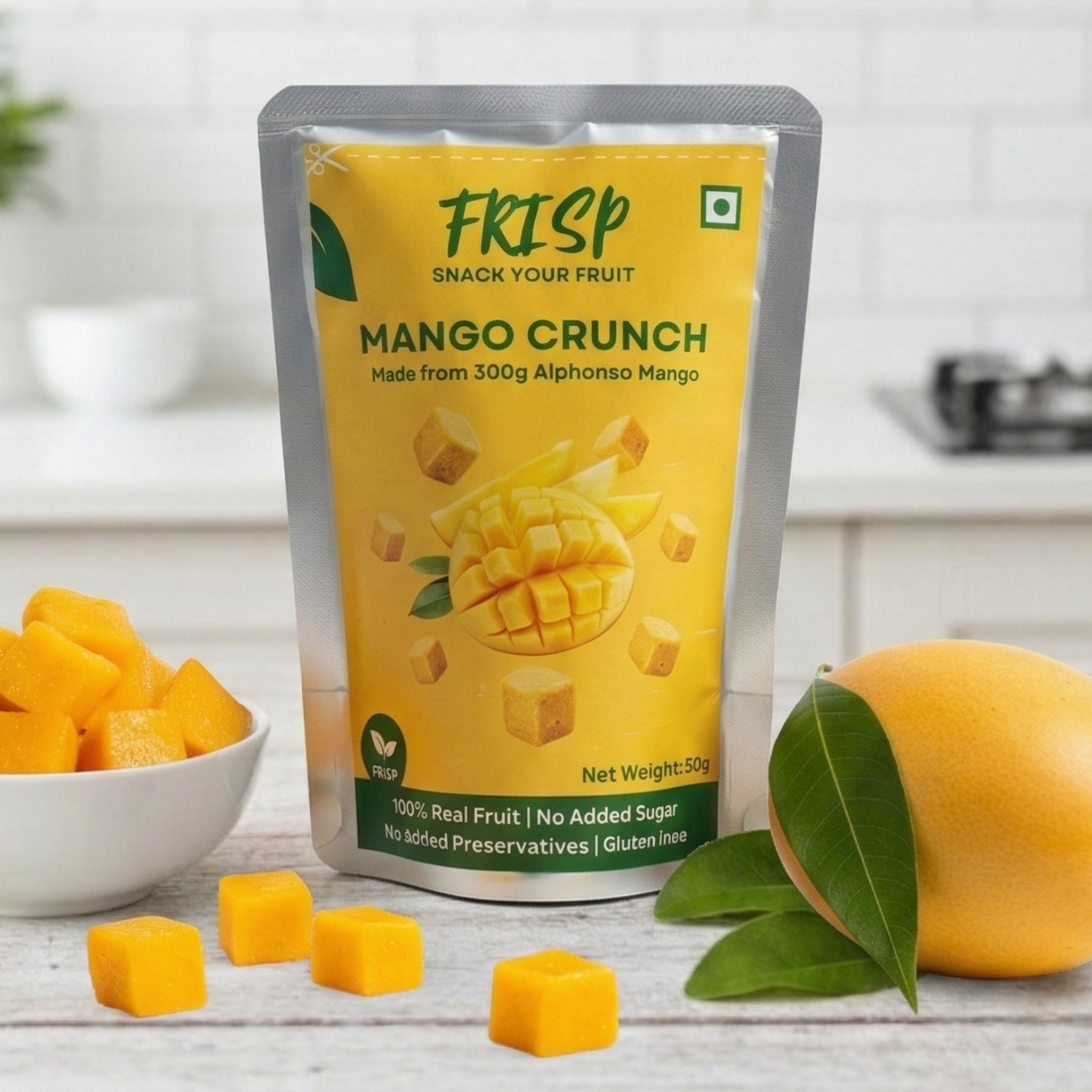 Mango Crunch | Alphanso Mango | Freeze-Dried Mango Cubes