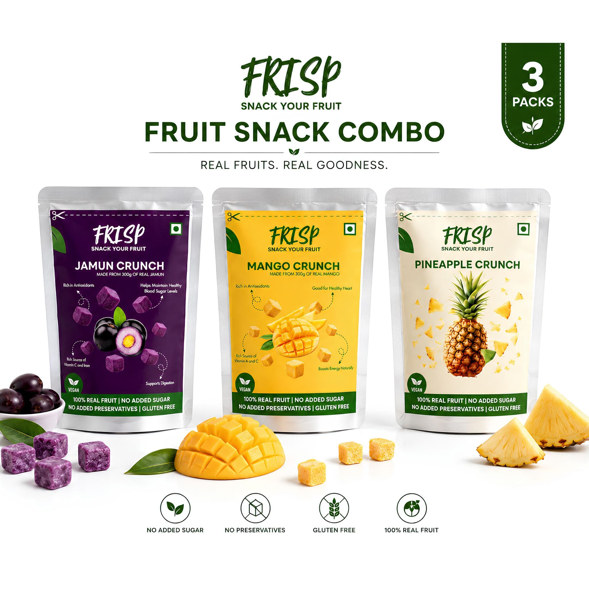 Pack of 3 | Jamun Crunch | Mango Crunch | Pineapple Crunch | Freeze Dried