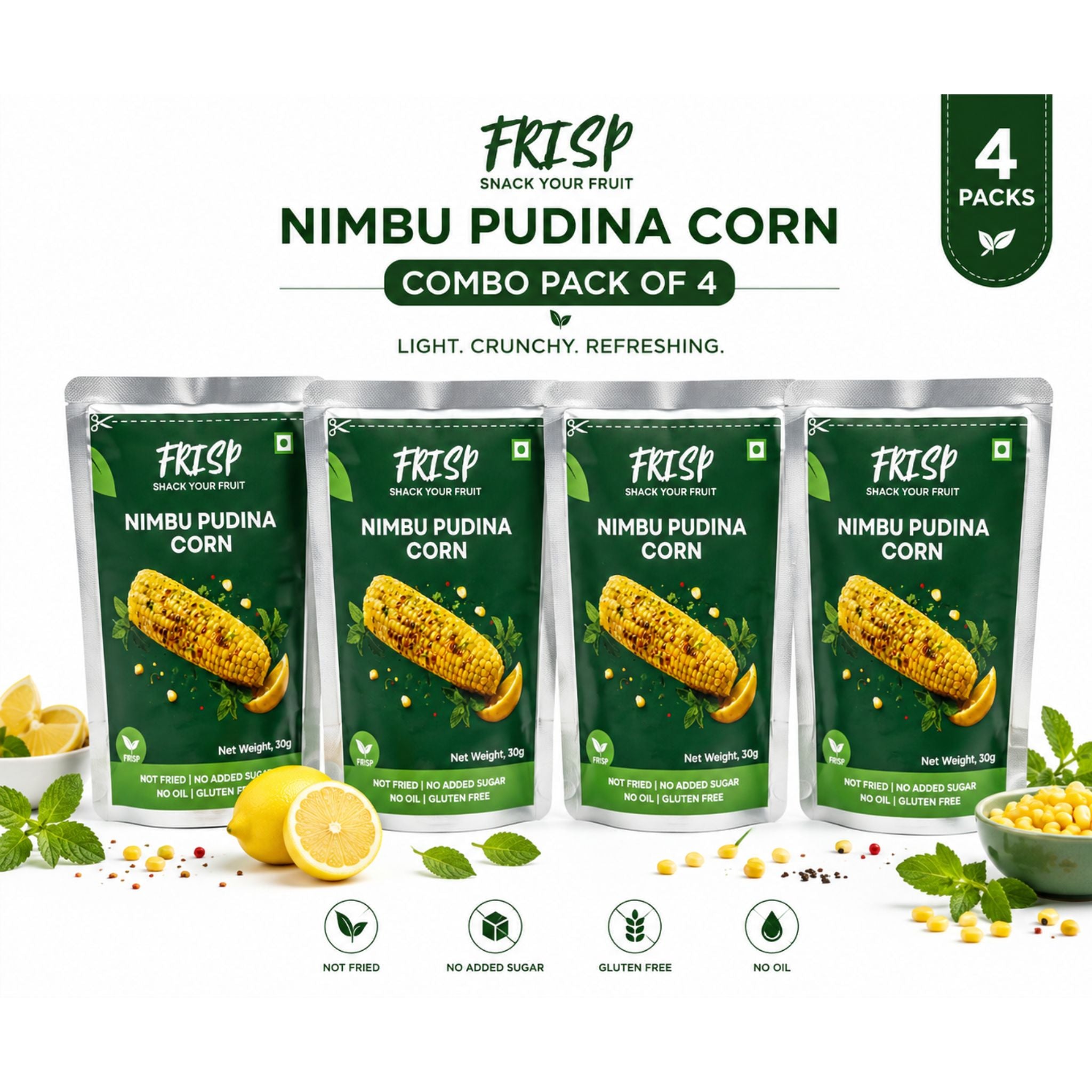 Pack of 4 | Nimbu Pudina Corn | Freeze Dried Corn