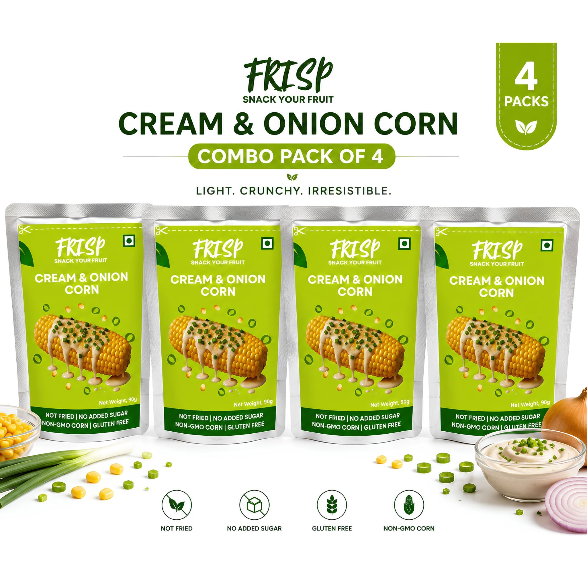 Pack of 4 | Cream & Onion Corn | Freeze Dried Corn
