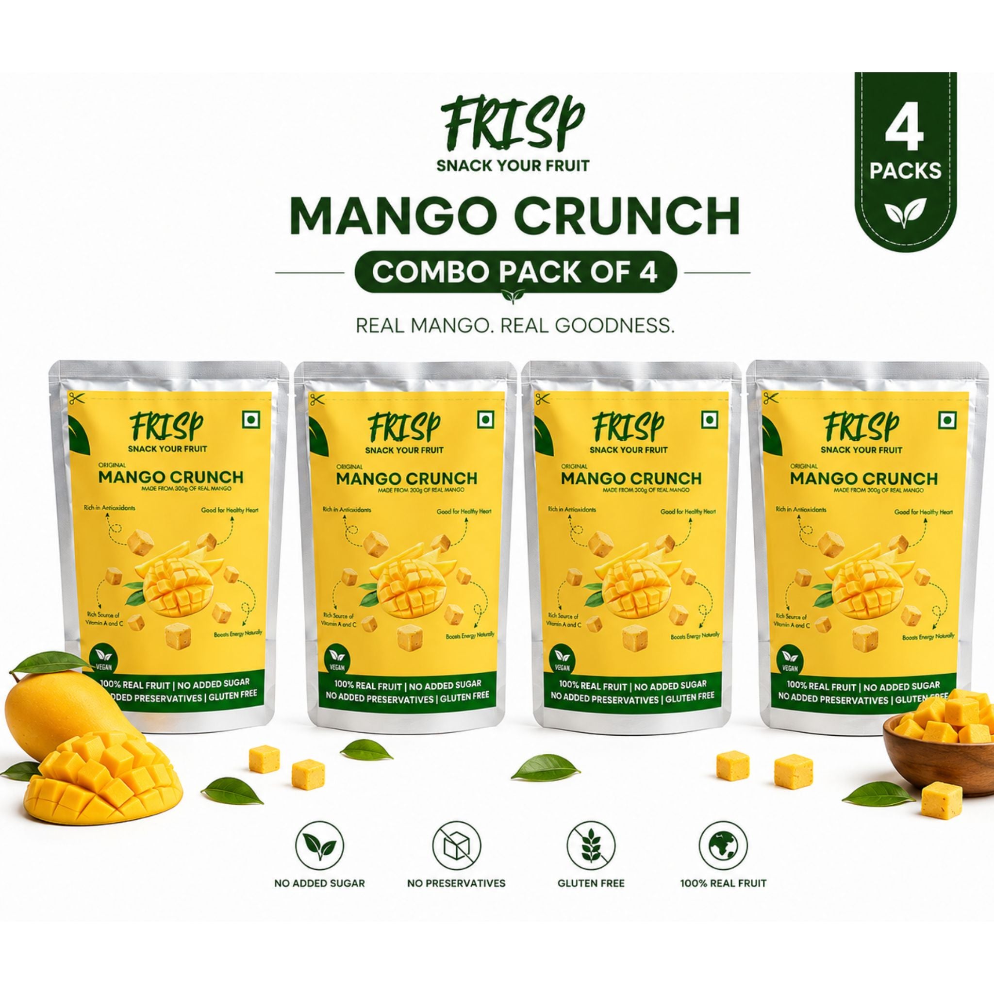 Pack of 4 | Mango Crunch | Freeze Dried Mango