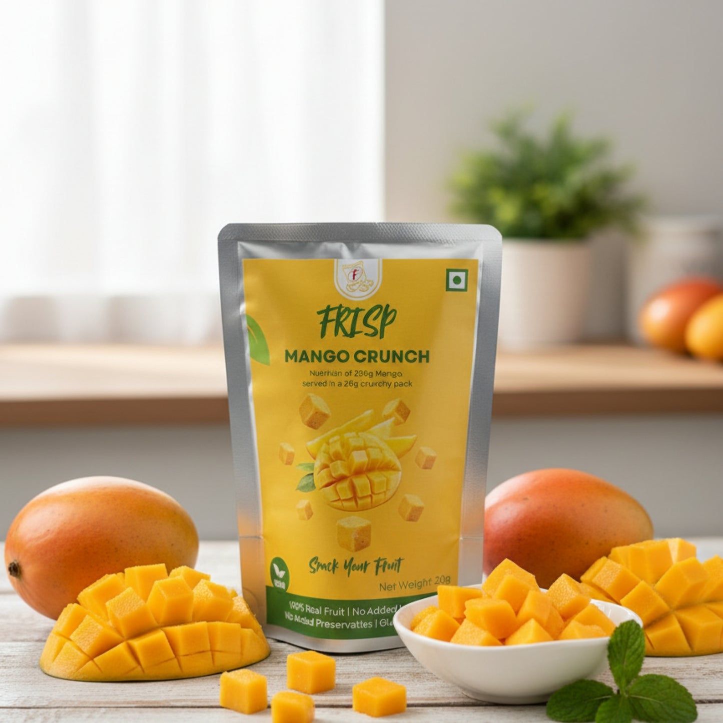 Mango Crunch | Alphanso Mango | Freeze-Dried Mango Cubes